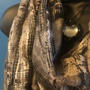 Black & Gray Infinity Scarf With Tassels